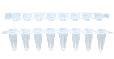 Probówki FastGene® do PCR 0,1 ml, niskoprofilowe, w paskach po 8 szt.,  + wieczka płaskie w paskach po 8 szt. 