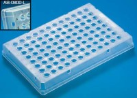 Płytka 96 dołkowa, typu skirted; niska ramka, BIAŁA oznakowanie alfanumeryczne czarne